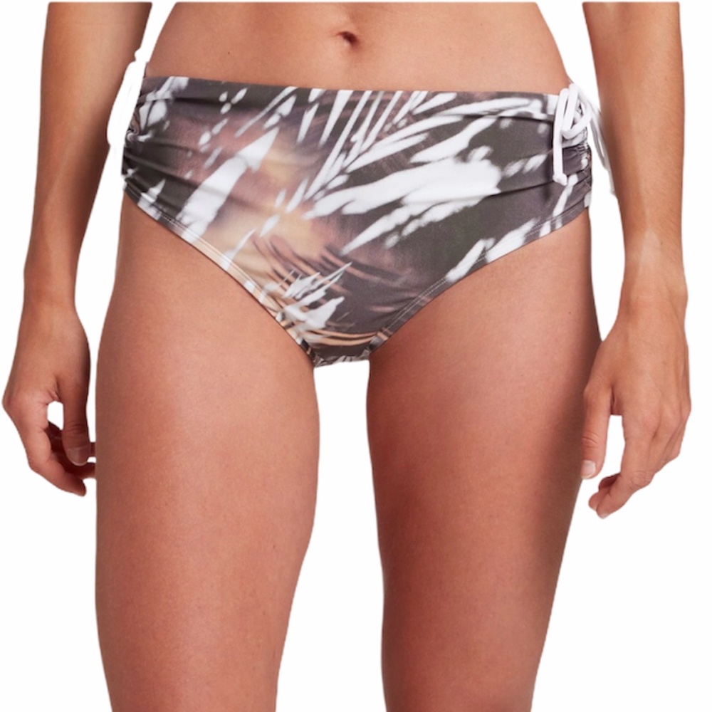 CALIA Ruched Swim Bottoms in Shadow Palm